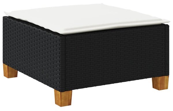 Fekete polyrattan kerti szék párnával 63,5 x 56 x 32 cm
