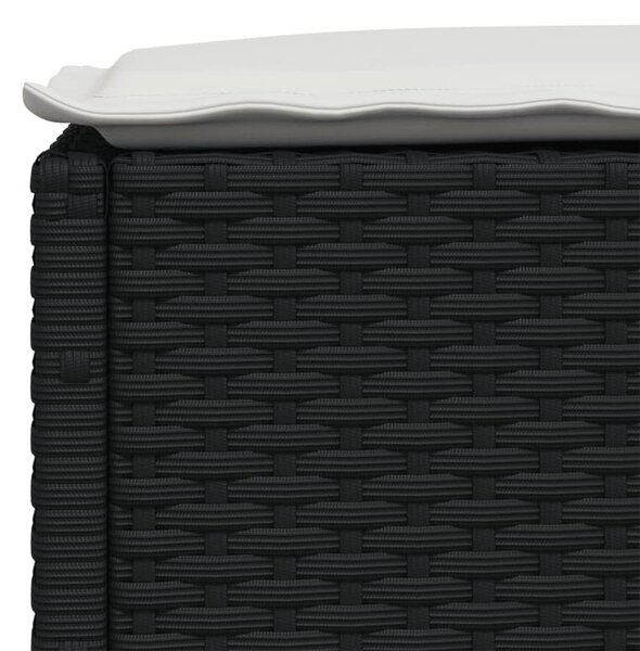 Fekete polyrattan kerti szék párnával 63,5 x 56 x 32 cm