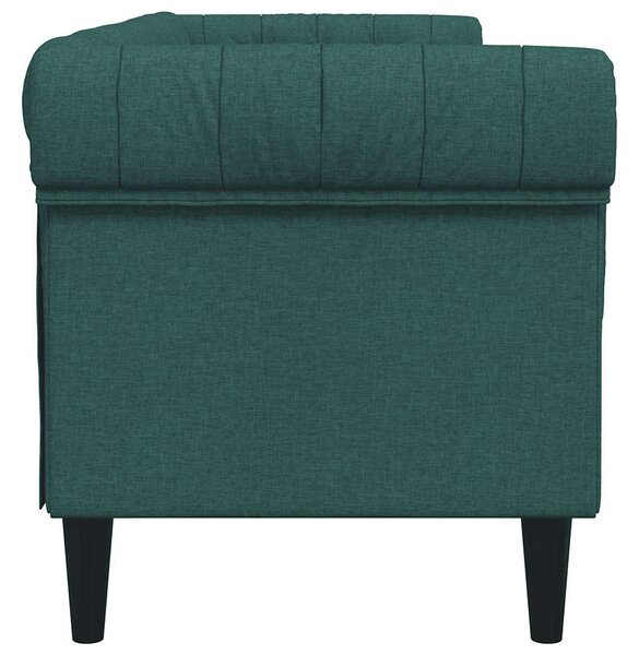 Sötétzöld 3 személyes szövet Chesterfield kanapé