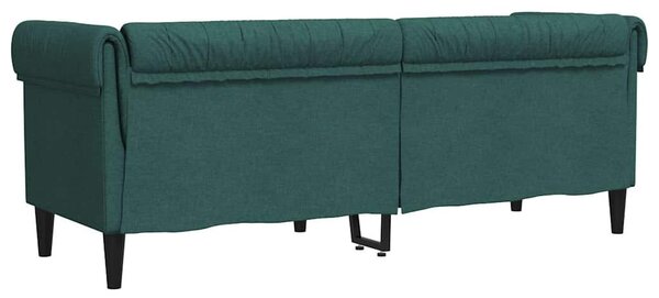 Sötétzöld 3 személyes szövet Chesterfield kanapé