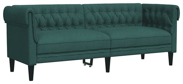 Sötétzöld 3 személyes szövet Chesterfield kanapé