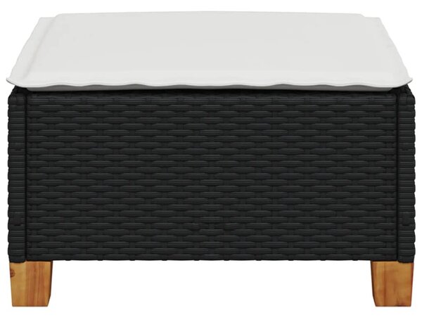 Fekete polyrattan kerti szék párnával 63,5 x 56 x 32 cm