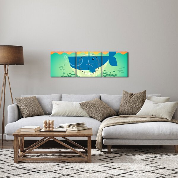 Kép - boldog bálna (órával) (90x30 cm)