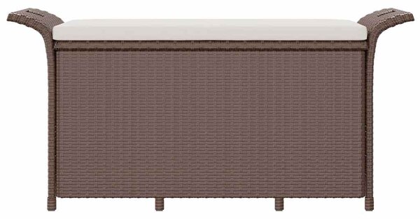 Barna polyrattan kerti pad párnával 116 x 46 x 57 cm