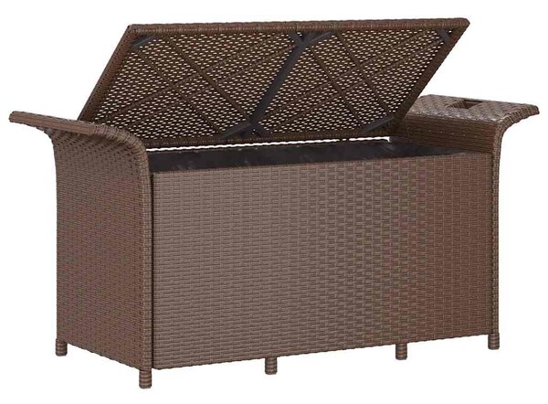Barna polyrattan kerti pad párnával 116 x 46 x 57 cm