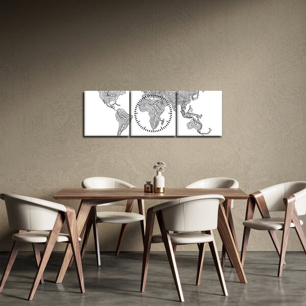 Kép - Térkép vonalakban (órával) (90x30 cm)