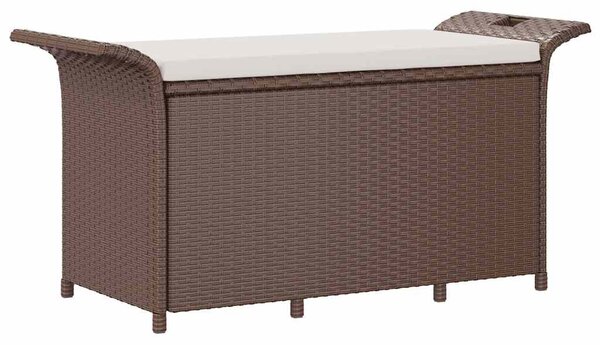 Barna polyrattan kerti pad párnával 116 x 46 x 57 cm