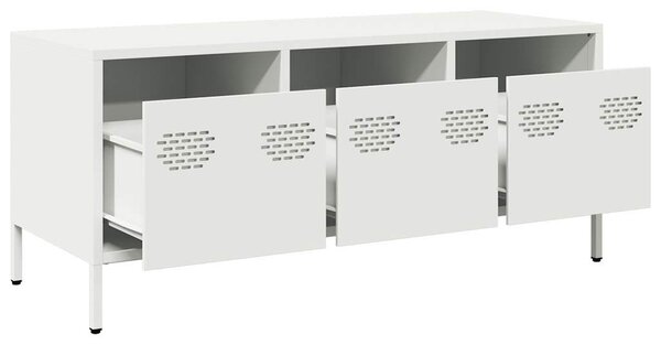 Fehér hidegen hengerelt acél TV-szekrény 101,5 x 39 x 43,5 cm