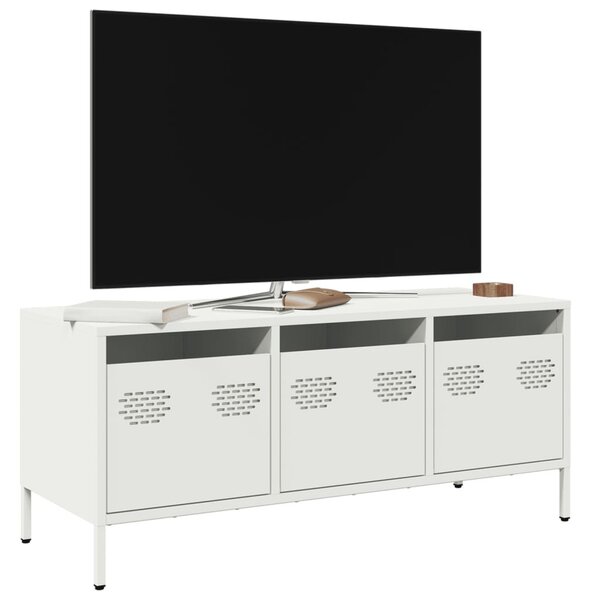 Fehér hidegen hengerelt acél TV-szekrény 101,5 x 39 x 43,5 cm
