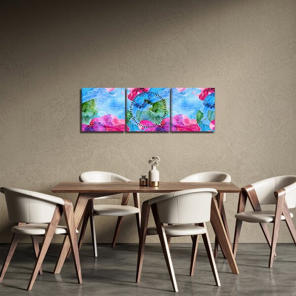 Kép - Színes hullámok (órával) (90x30 cm)