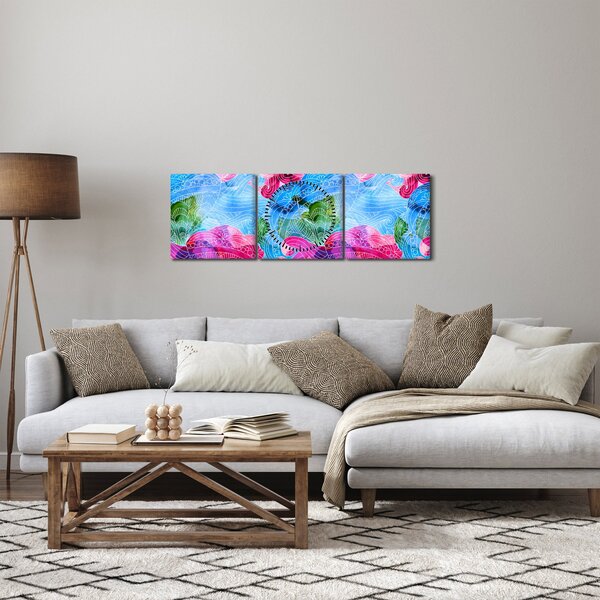 Kép - Színes hullámok (órával) (90x30 cm)