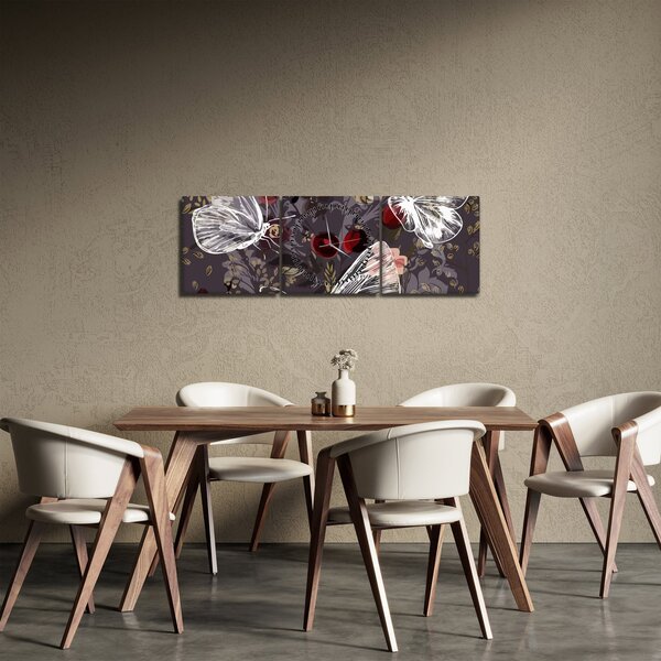 Pillangók képe (órával) (90x30 cm)