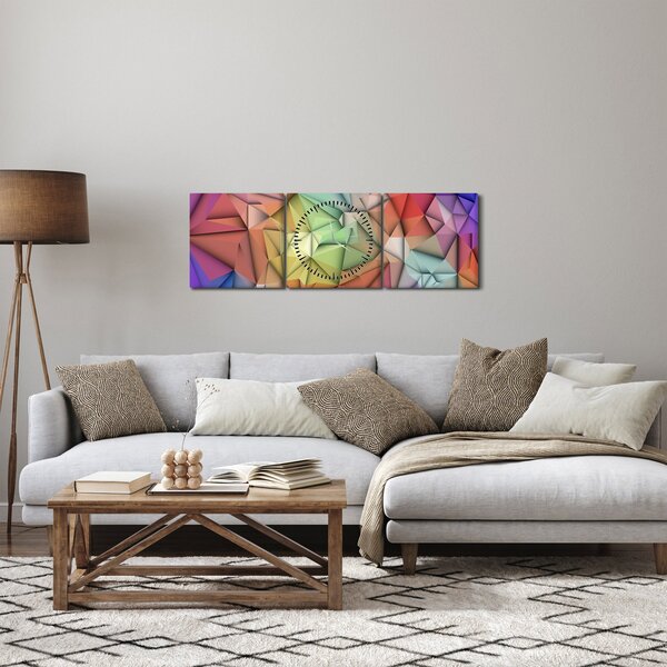 Kép - Sokszögű absztrakció (órával) (90x30 cm)