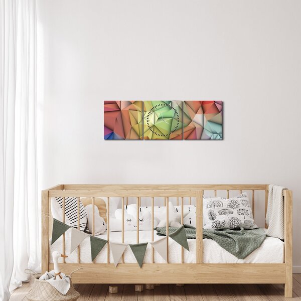 Kép - Sokszögű absztrakció (órával) (90x30 cm)