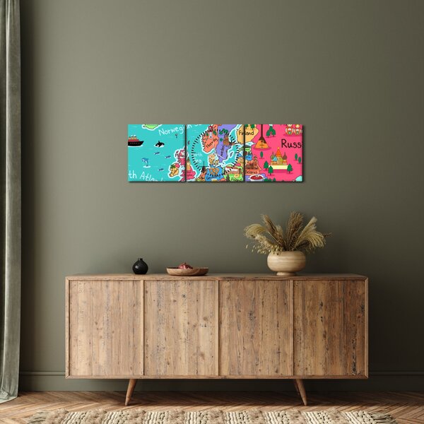 Kép - gyermek térkép Európa (órával) (90x30 cm)