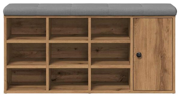 Kézműves tölgy szerelt fa cipőtároló pad 102x32x50 cm