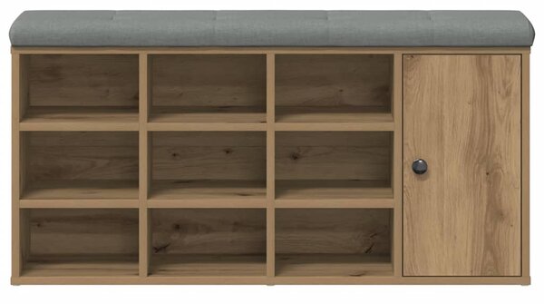 Kézműves tölgy szerelt fa cipőtároló pad 102x32x50 cm