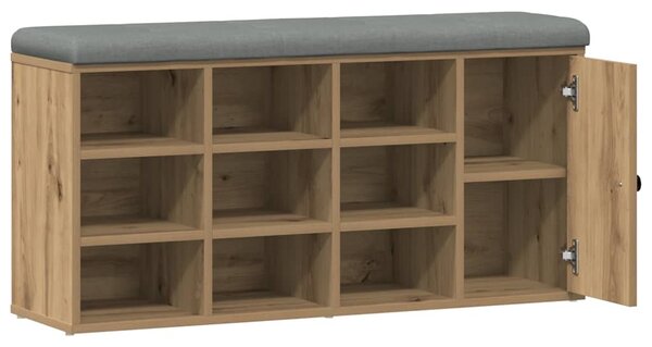 Kézműves tölgy szerelt fa cipőtároló pad 102x32x50 cm