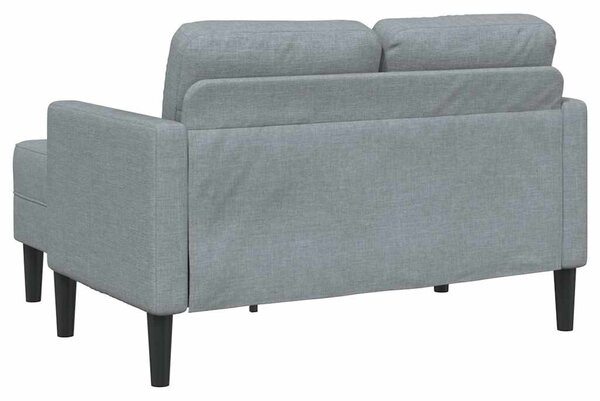 Világosszürke anyagból 2 üléses kanapé L-alakú kanapéval 125 cm