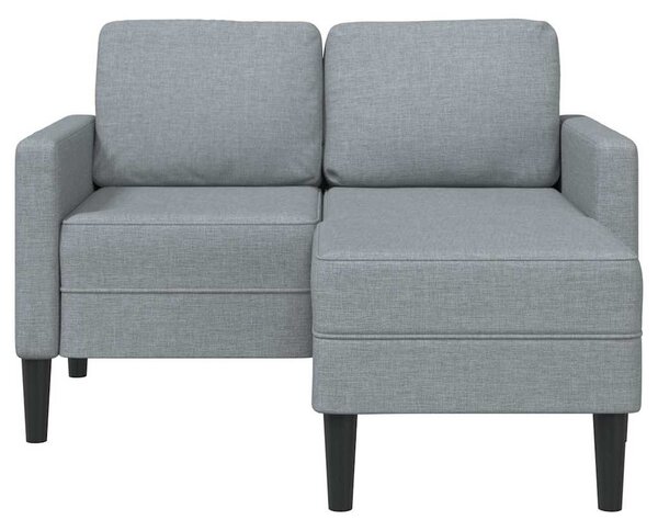 Világosszürke anyagból 2 üléses kanapé L-alakú kanapéval 125 cm