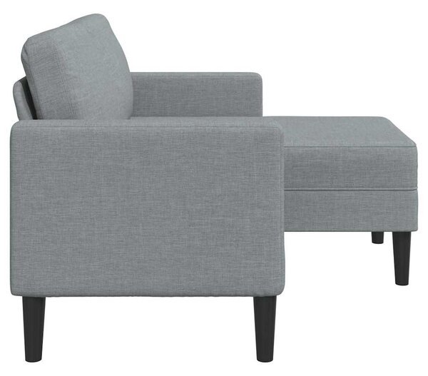 Világosszürke anyagból 2 üléses kanapé L-alakú kanapéval 125 cm