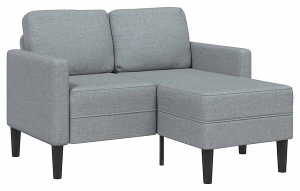 Világosszürke anyagból 2 üléses kanapé L-alakú kanapéval 125 cm