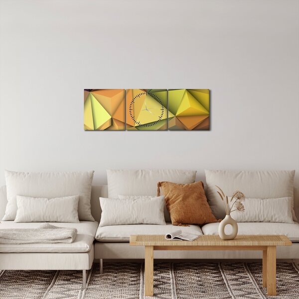 Kép - Sokszögű 3D absztrakció (órával) (90x30 cm)