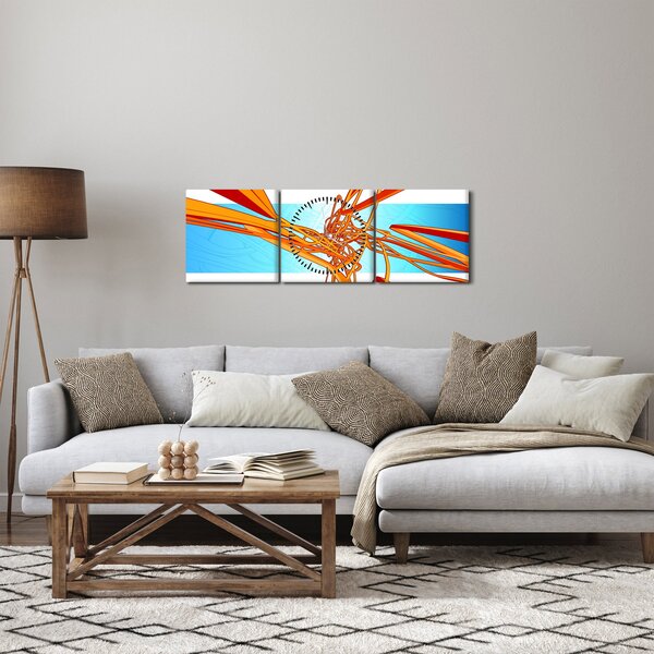 Kép - Összefonódó vonalak, absztrakciók (órával) (90x30 cm)