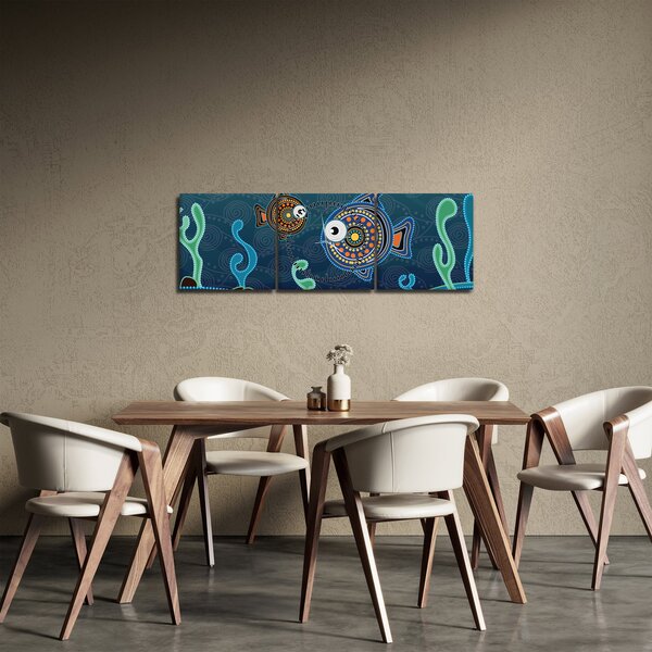 Kép - festett hal (órával) (90x30 cm)