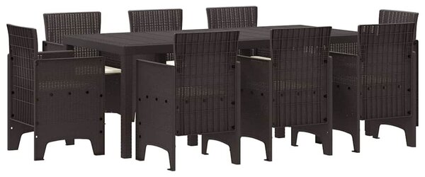 VidaXL Kert étkező szett 9 pcs Barna Polt rattan