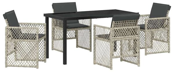 VidaXL Kert étkező szett 5 pcs Világosszürke polirattan