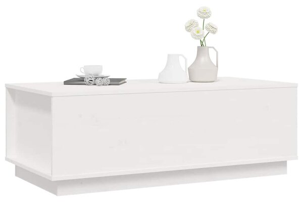 Fehér tömör fenyőfa dohányzóasztal 100x50x35 cm