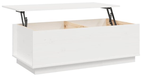 Fehér tömör fenyőfa dohányzóasztal 100x50x35 cm