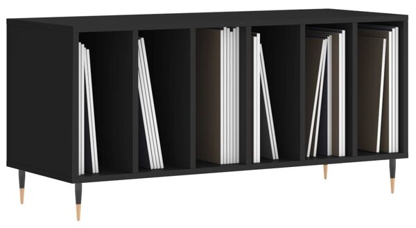 Fekete szerelt fa hanglemezszekrény 100 x 38 x 48 cm