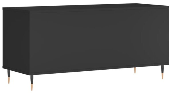 Fekete szerelt fa hanglemezszekrény 100 x 38 x 48 cm