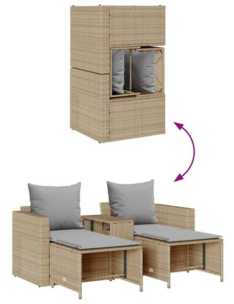 VidaXL 5 részes polyrattan kerti kanapé garnitúra párnákkal stackable