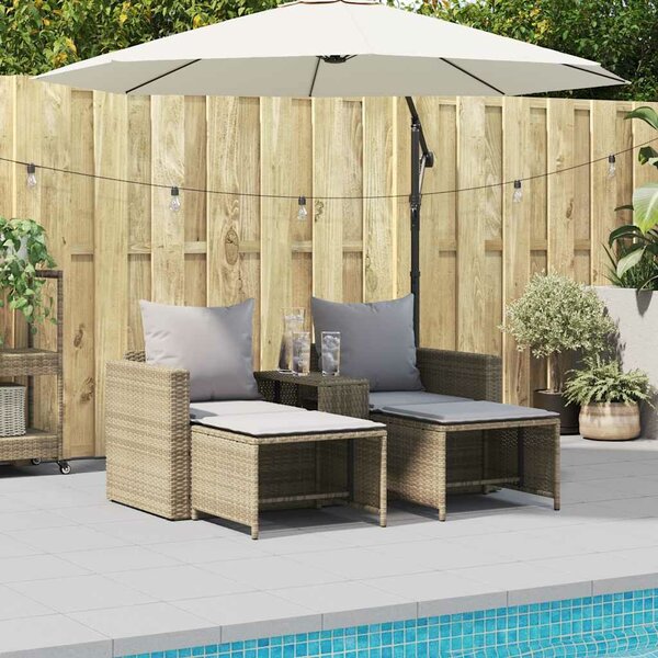 VidaXL 5 részes polyrattan kerti kanapé garnitúra párnákkal stackable