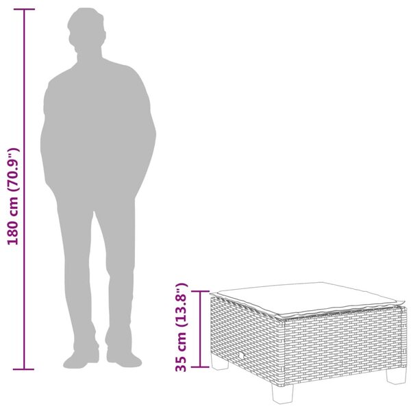 VidaXL szürke polyrattan kerti ülőke párnával 63,5 x 56 x 32 cm