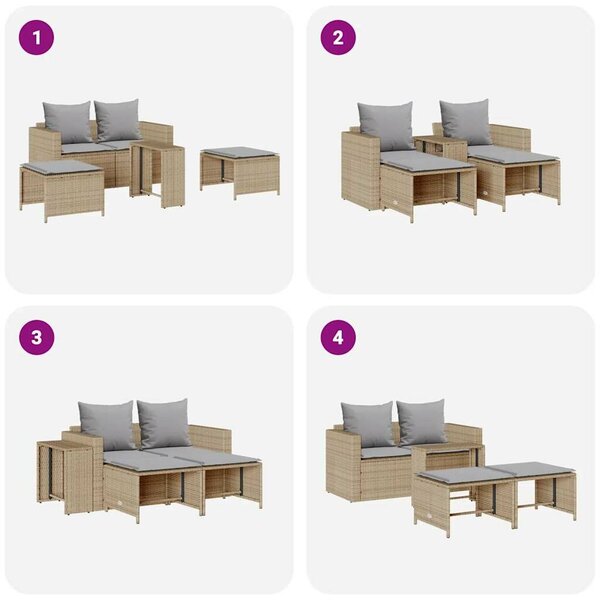 VidaXL 5 részes polyrattan kerti kanapé garnitúra párnákkal stackable