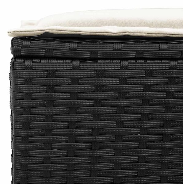 VidaXL 4 részes fekete polyrattan kerti ülőgarnitúra párnákkal