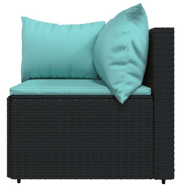 VidaXL 4 részes fekete polyrattan kerti ülőgarnitúra párnákkal