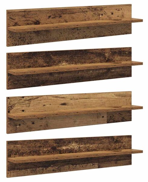 Falpolcok polcokkal 4 pcs Öreg fa 80 x 11,5 x 18 cm Faanyag