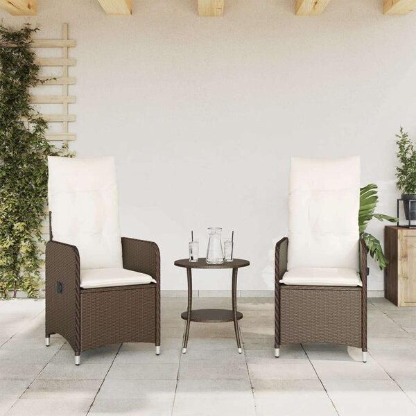 VidaXL Polyrattan Kerti Szett - 2 Szék + Asztal