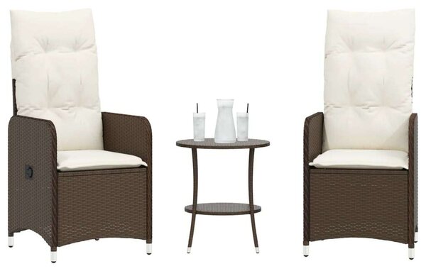 VidaXL Polyrattan Kerti Szett - 2 Szék + Asztal