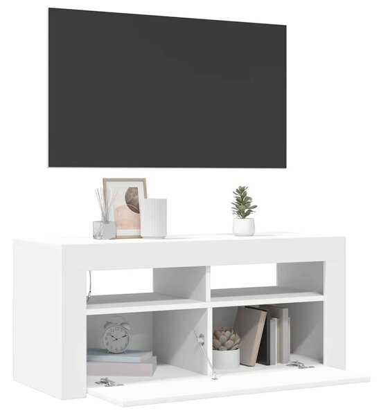 Fehér TV-szekrény LED-lámpákkal 90 x 35 x 40 cm