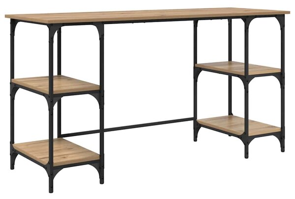 Asztal polcokkal Artisan tölgy 140 x 50 x 75 cm Faanyag