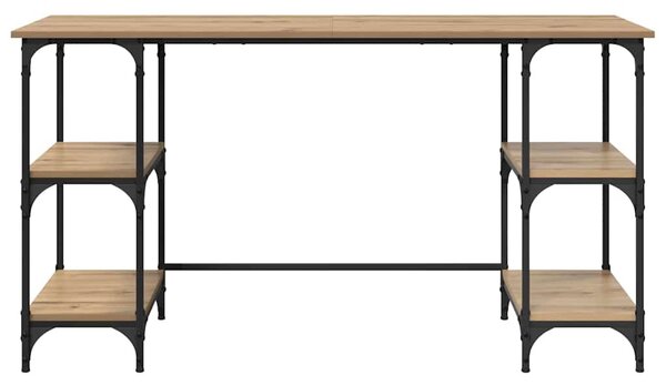 Asztal polcokkal Artisan tölgy 140 x 50 x 75 cm Faanyag