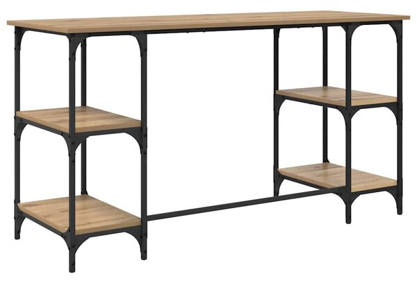 Asztal polcokkal Artisan tölgy 140 x 50 x 75 cm Faanyag