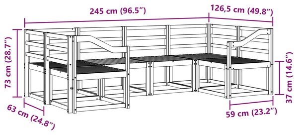 VidaXL Kültéri kanapé szett 6 db Természetes Tömör Akácfa