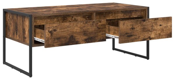 Dohányzóasztal fiókkal Füstös tölgy 100 x 46 x 40 cm Faanyag